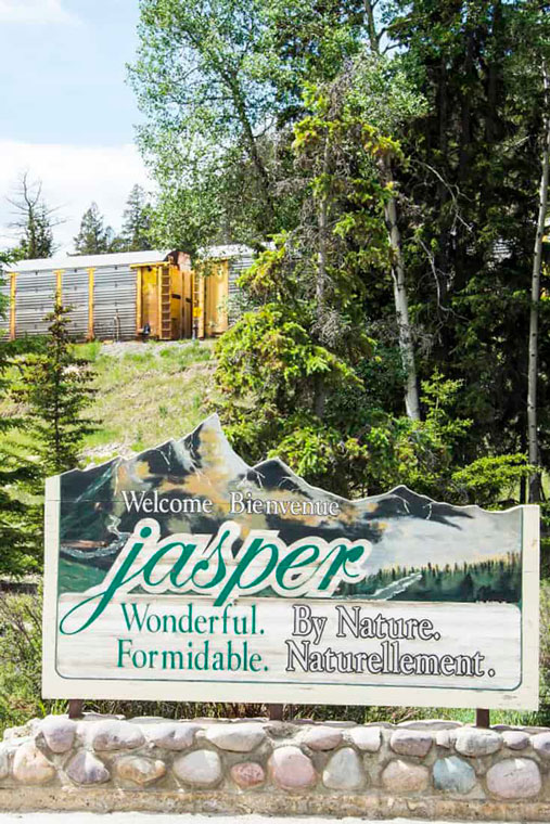 Jasper National Park Sign and Train