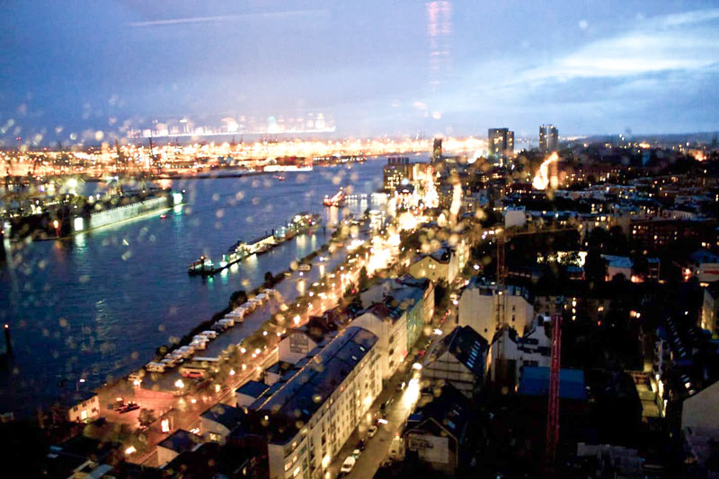 Hamburg from the above at night