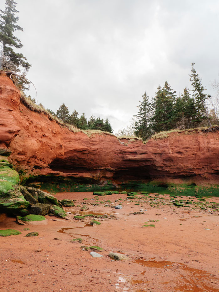 The Bay of Fundy red rocks and cave