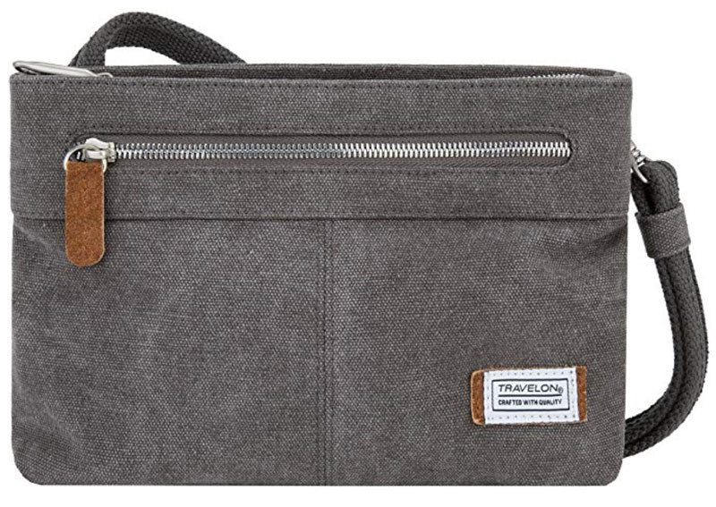 Grey crossbody purse for travel