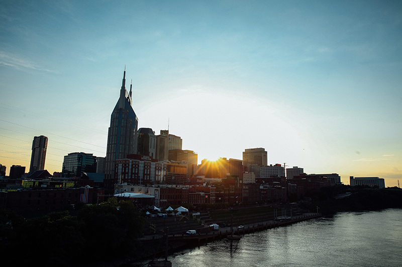 Nashville TN skyline at sunset
