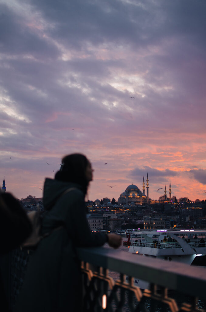 Woman looking out at the view in Turkey